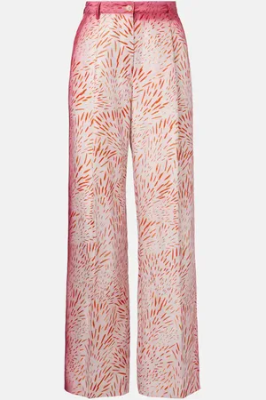 DRIES VAN NOTEN Pantalones anchos de seda estampados