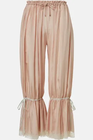 Chloé Chloé Pantalones cropped de pongé de seda con encaje