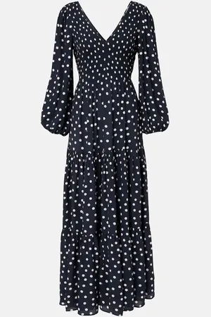 RIXO London Vestido midi Brooke con lunares