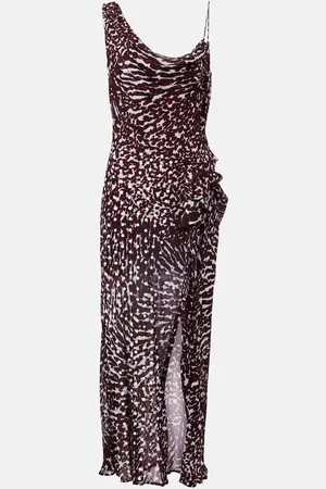 DRIES VAN NOTEN Vestido midi drapeado estampado