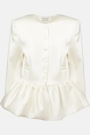 Ilkyaz Ozel Chaqueta Meringue de satén con volantes