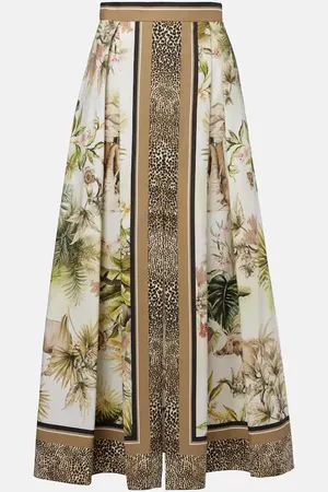 Elie saab Falda larga de algodón estampada