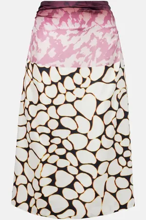 DRIES VAN NOTEN Falda midi de seda estampada