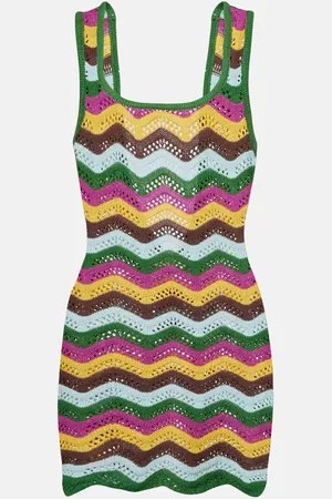 Bananhot Vestido corto Lindsay de croché a rayas