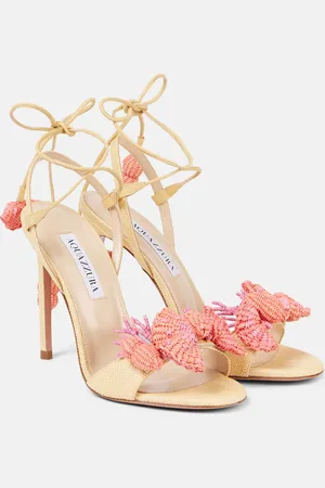 Aquazzura Sandalias Marea 105 de rafia con piel