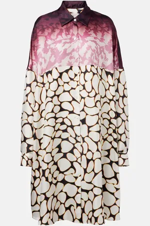 DRIES VAN NOTEN Vestido camisero de seda estampado