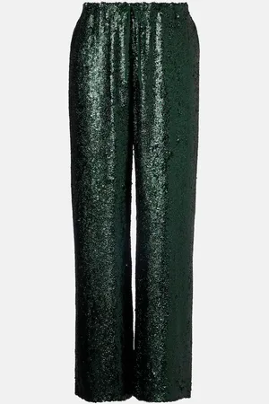 DRIES VAN NOTEN Pantalones rectos con lentejuelas