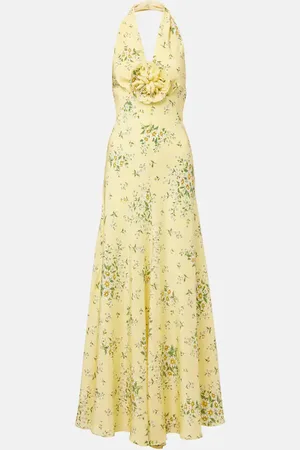 RODARTE Vestido largo de seda con escote halter