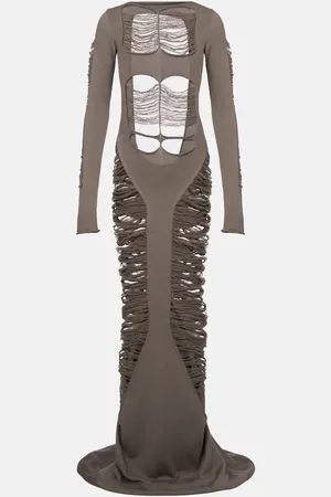 Rick Owens Vestido largo de lana y seda desgastado