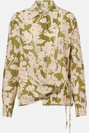 Victoria Beckham Blusa de seda fruncida estampada