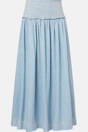 ZIMMERMANN Falda midi Ascension de denim fruncida