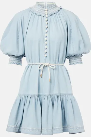 ZIMMERMANN Vestido corto Ascension de denim con volantes