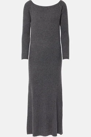 Lisa Yang Vestido midi Nari de cachemir acanalado