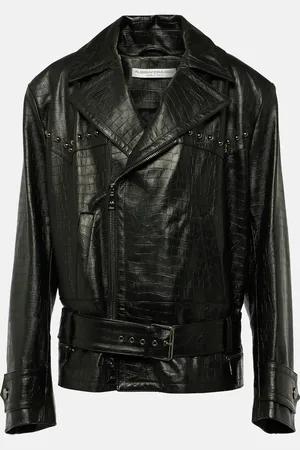 Alessandra Rich Chaqueta biker de piel con tachuelas