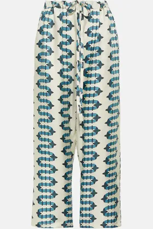 La DoubleJ Pantalones rectos de seda estampados