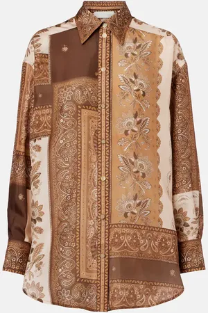 ZIMMERMANN Camisa Lucky de satén de seda estampada