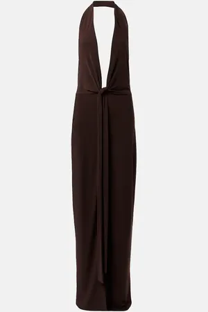 Norma Kamali Vestido largo de jersey con cuello halter