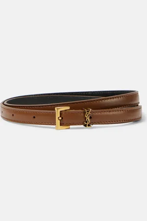 Saint Laurent Cinturón fino Cassandre de piel