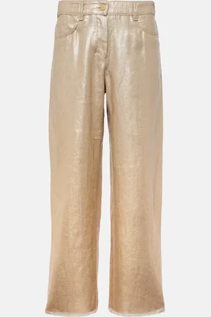 Max Mara Pantalones anchos de lino de tiro alto
