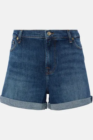 7 for all Mankind Shorts de denim de tiro medio