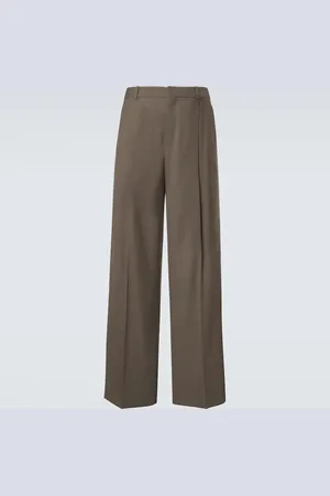 Saint Laurent Pantalones anchos plisados de lana