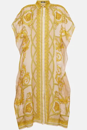 VERSACE Vestido largo Barocco de algodón y seda