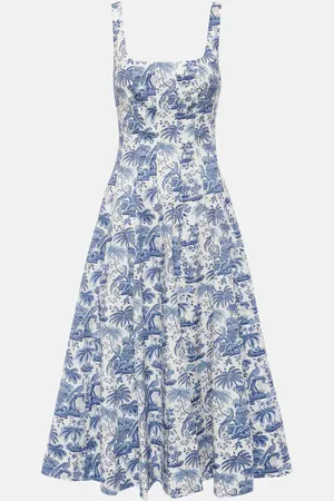 Staud Vestido midi Wells de popelín estampado