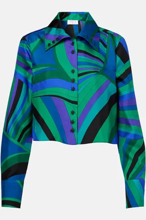 Puccini Camisa Iride de seda cropped