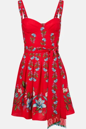 Farm Rio Vestido corto Sweet Bloom Bouquet en mezcla de lino