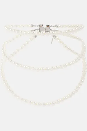 Alessandra Rich Collar de perlas a capas