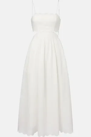 ZIMMERMANN Vestido midi Rhiannon de lino festoneado