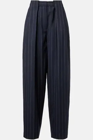 Stella McCartney Pantalones tapered de lana con raya diplomática
