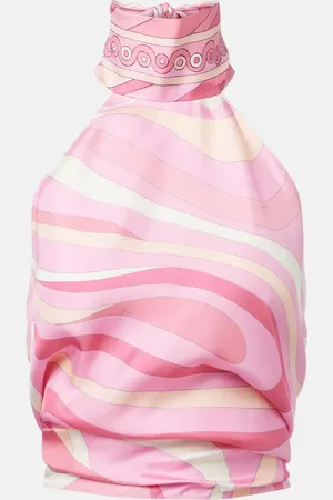 Puccini Top de seda Iride con cuello halter