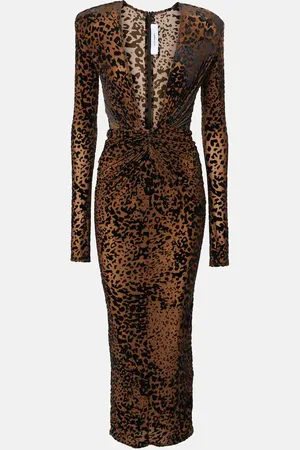 ALEX PERRY Vestido midi fruncido y estampado