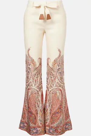 ZIMMERMANN Pantalones flared de lino con paisley