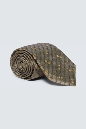 Gucci Corbata de seda con GG en jacquard