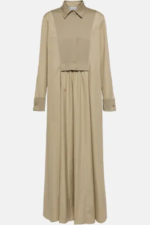 Max Mara Vestido largo de algodón plisado