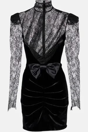 Alessandra Rich Vestido corto de terciopelo y encaje