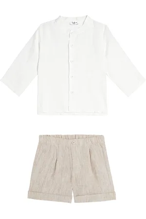 Il gufo Bebé - set de camisa y shorts de lino