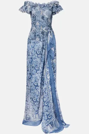 Ralph Lauren Vestido de fiesta de hombros descubiertos floral