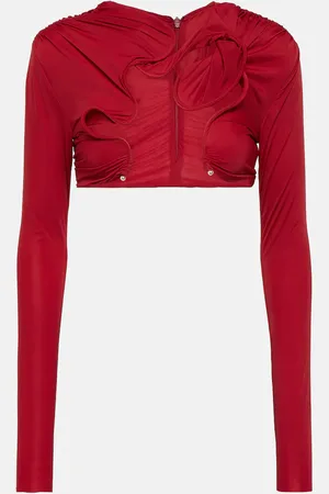 CHRISTOPHER ESBER Crop top Venus de malla fruncido