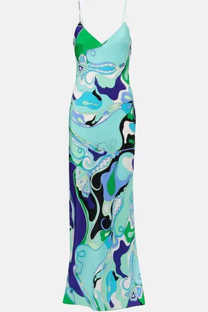 Puccini Vestido largo Orchidee de seda estampado