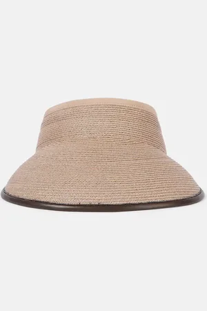 Brunello Cucinelli Visera de rafia con piel