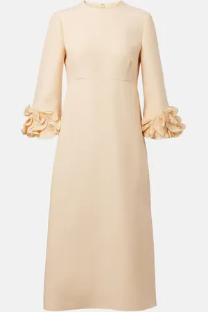 VALENTINO Vestido midi de Crepe Couture con volantes