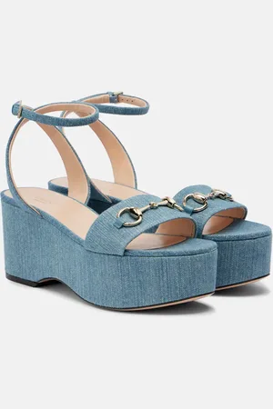 Gucci Sandalias con plataforma de denim con Horsebit