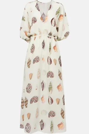 ERES Vestido largo Coffea de seda estampado