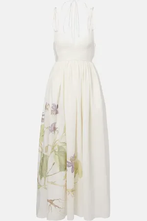 Erdem Vestido largo de lino floral