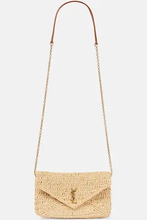 Saint Laurent Bolso cruzado Cassandre Mini de rafia