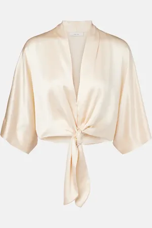 The Sei Blusa cropped de satén de seda