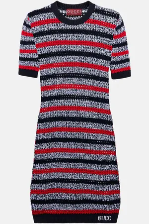 Gucci Vestido corto en mezcla de algodón a rayas